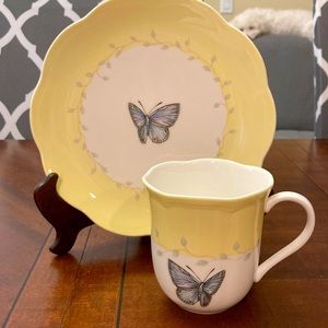 Vintage Lenox Butterfly Meadow mug and plate